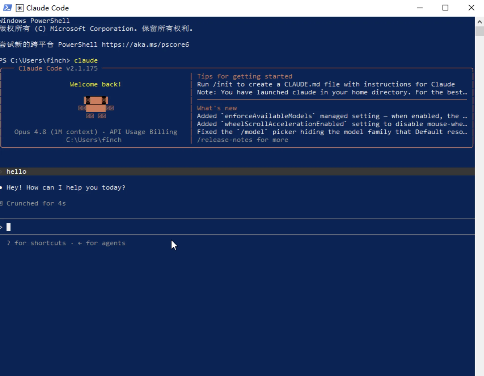 在 PowerShell 中运行 claude